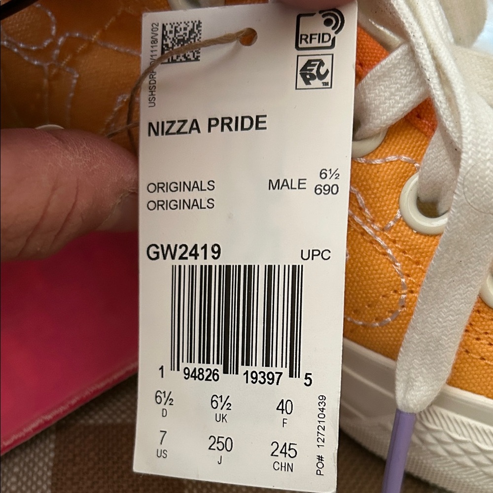 NWT Multicolor Nizza Pride Canvas Sneakers for Men GW2419 - Picture 6 of 10